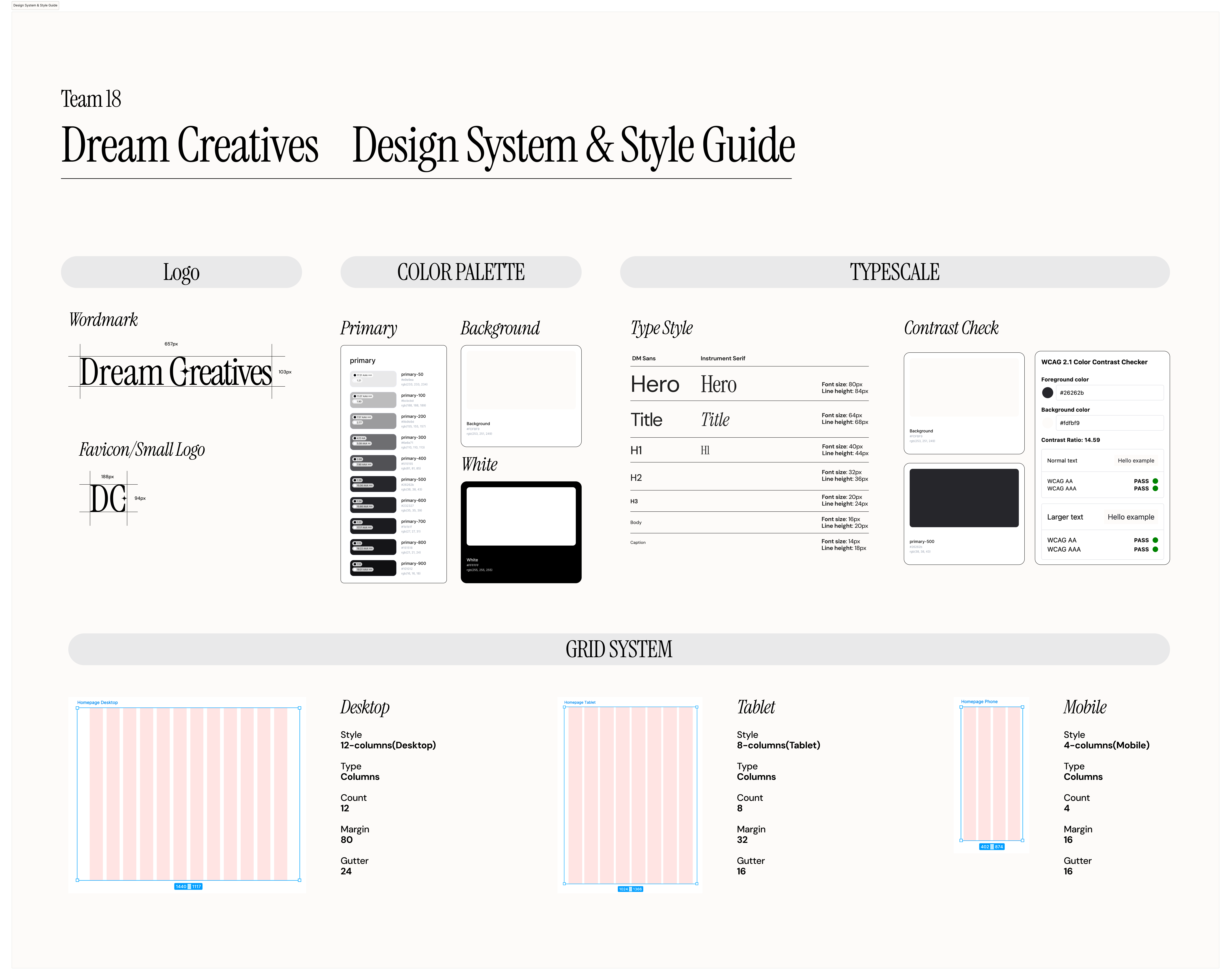 Dream Creatives design system and style guide