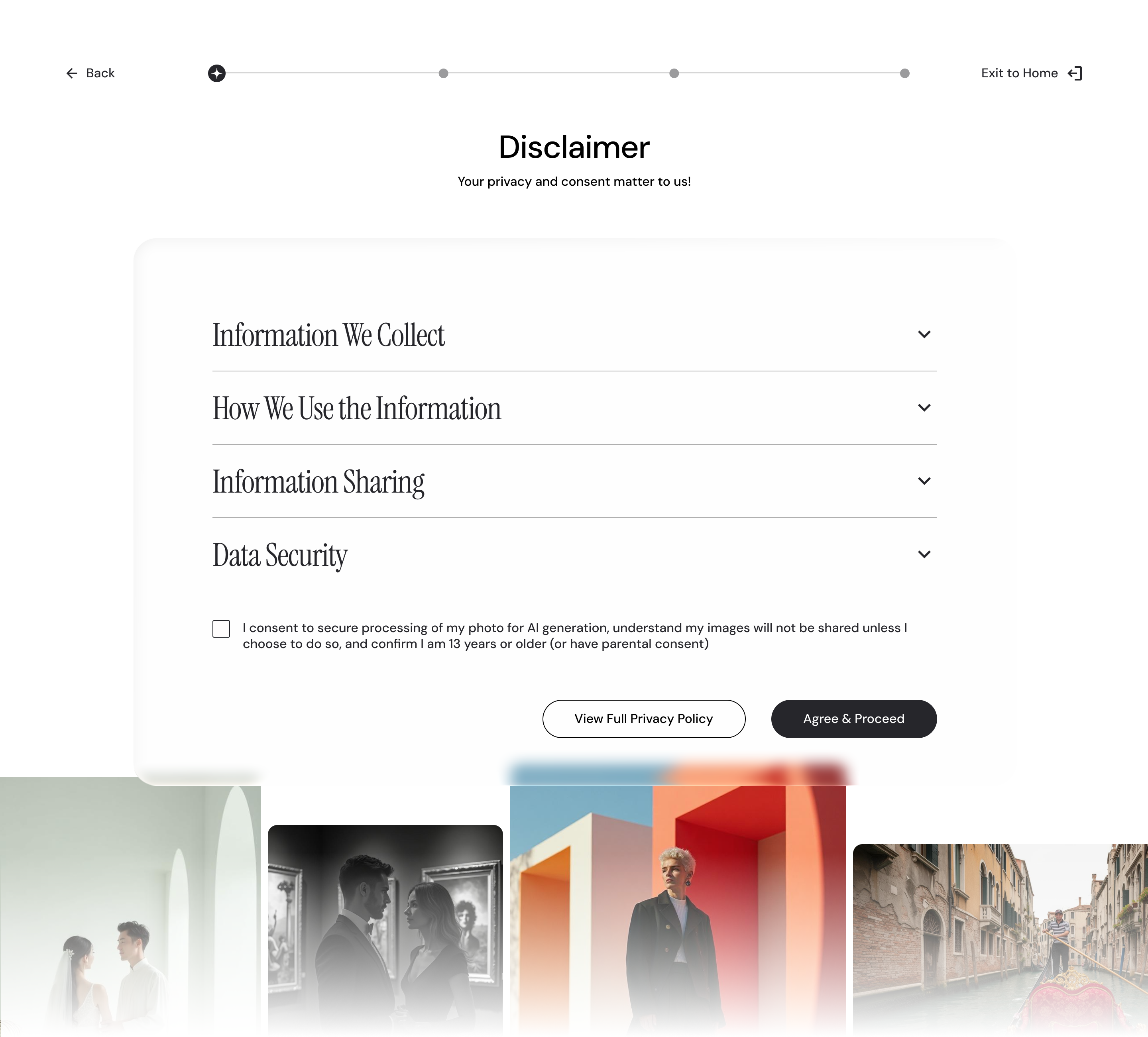 Dream Creatives disclaimer page