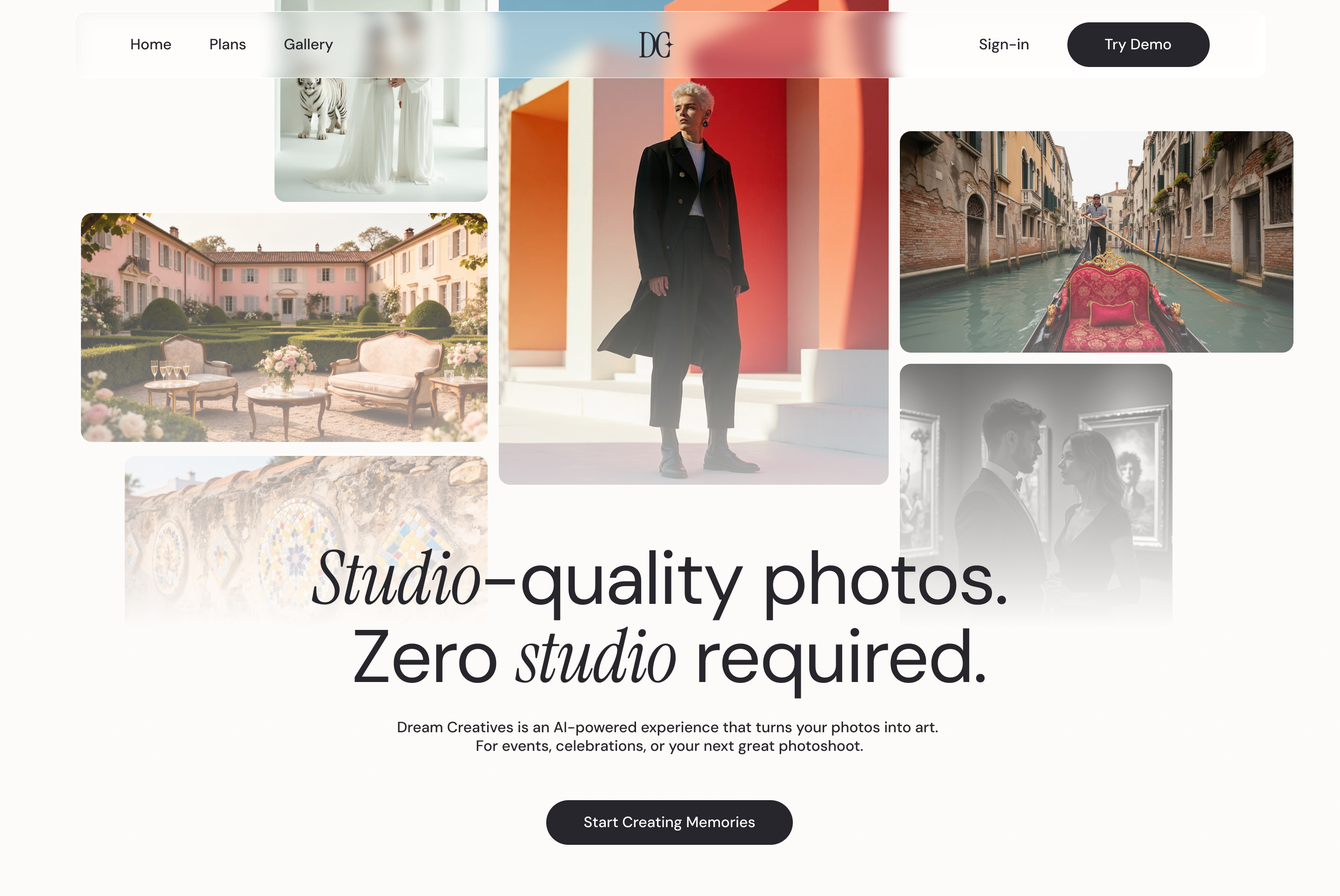 Dream Creatives loading page showing the redesigned hero experience.